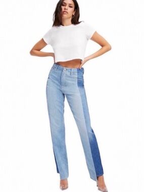 Good American Good Boy Two-Tone Step Hem
Women’s High Waist Boyfriend Jeans NEW